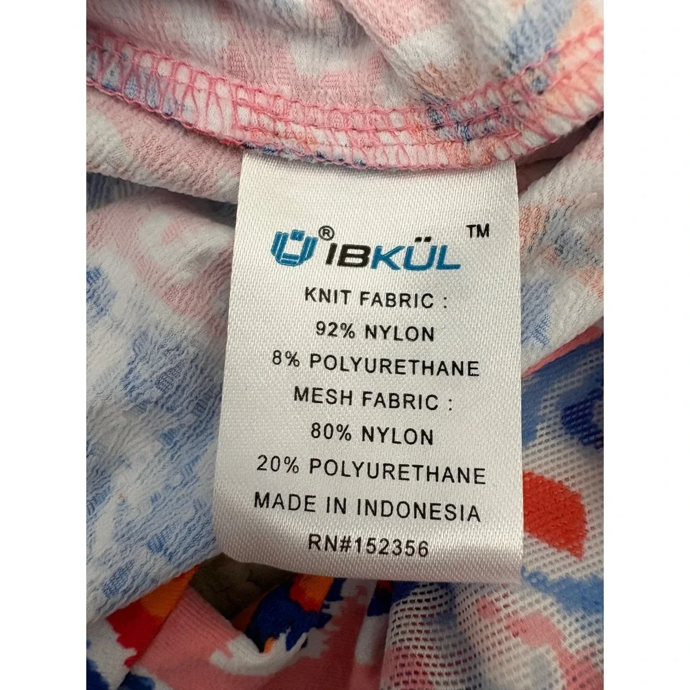 IBKUL Quarter Zip Mock Neck Sun Shirt Size L Ikat Damask Print Long Sleeve UPF50 - Picture 9 of 10